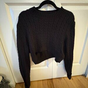 WeWoreWhat Black Cropped cable knit sweater size small